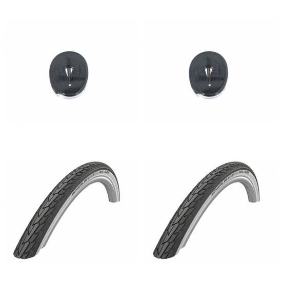 2x Reifen Schwalbe Road Cruiser HS484 Green 28x1.40 + 2x Schwalbe Schlauch DV...