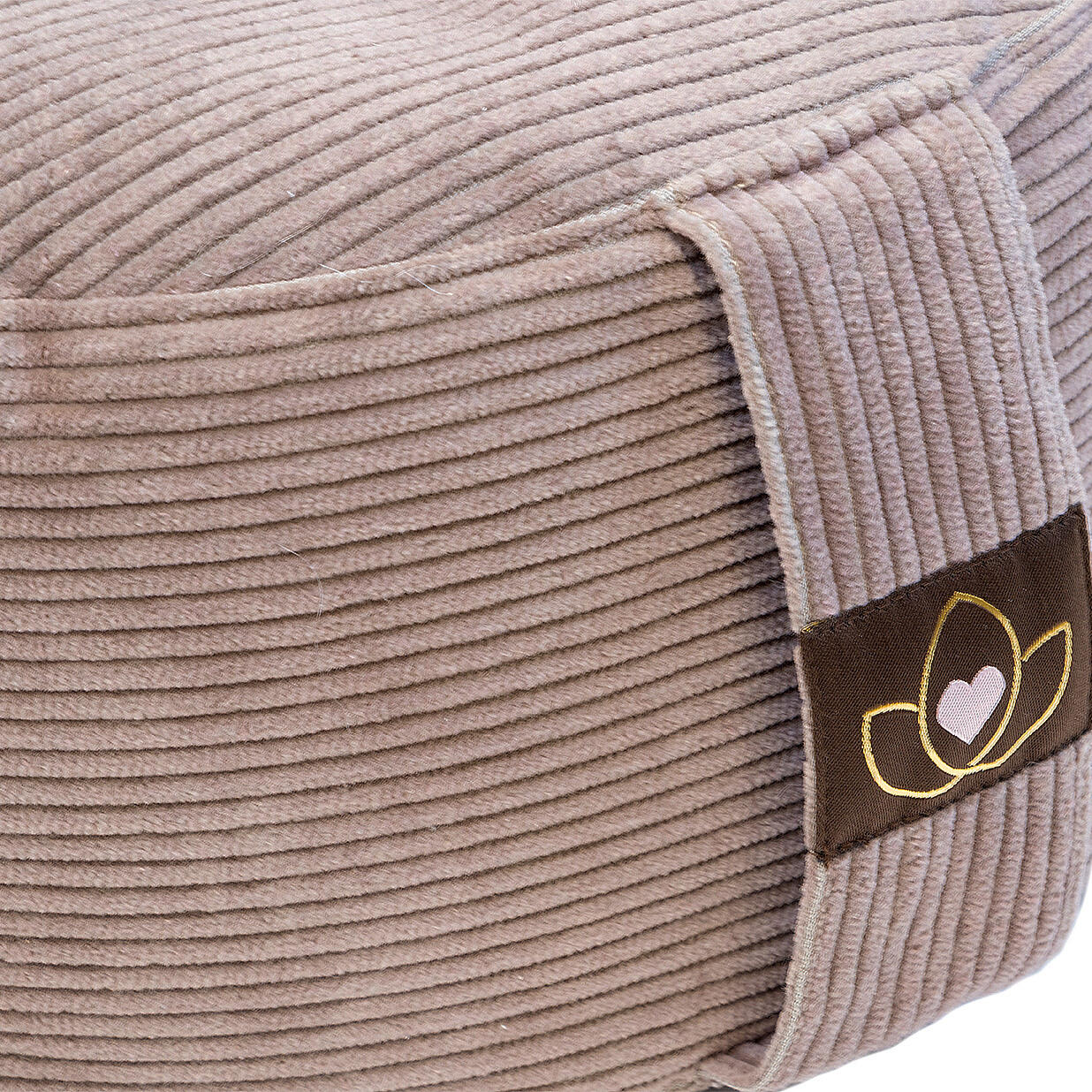 Lotus Meditatiekussen eco rib taupe rond 4/5