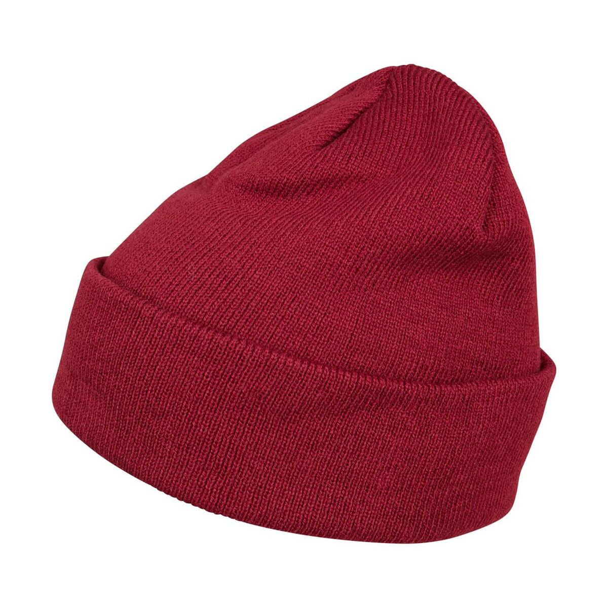 BUILD YOUR BRAND Adults Unisex Heavy knit Beanie (Burgundy)