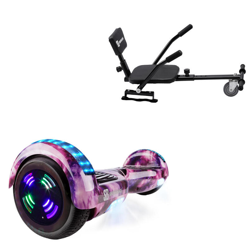 Set Hoverboard 6.5" cu Hoverkart Burete Negru, Regular Galaxy Pink Junior, 2Ah