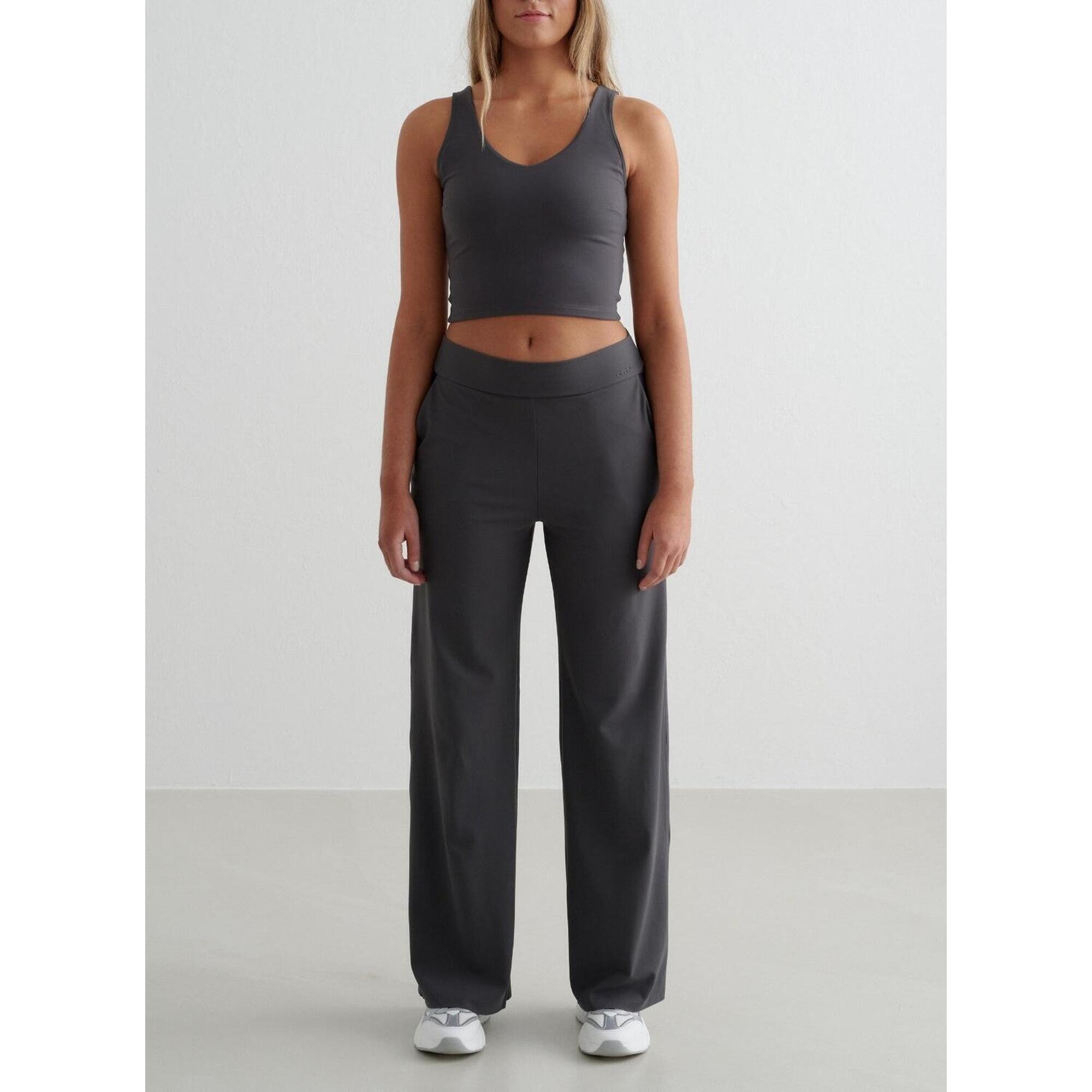 Aim'n - Femme Yoga Pantalon À Jambe Large Gris Foncé - Pantalons - Gris - 44 L - Decathlon
