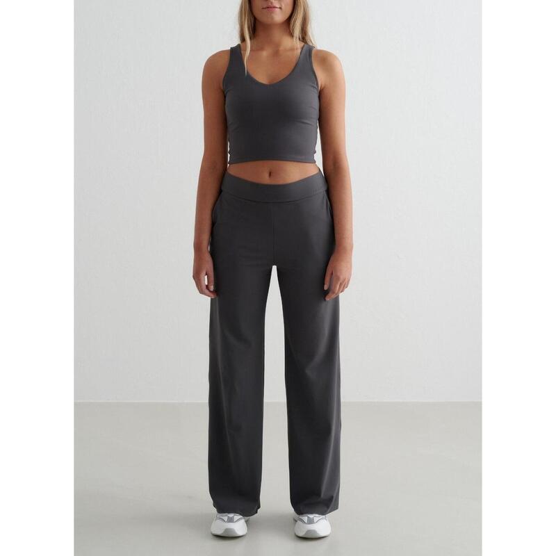 Femme Yoga Pantalon à Jambe Large Gris Foncé