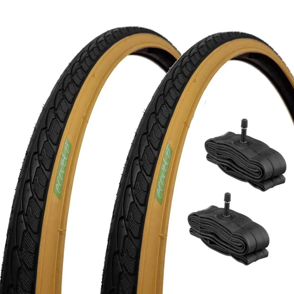 2 tyres 700x35C 28 1 5/8 3/8 +tubes, bike tyres bike road 700 x 35C EV
