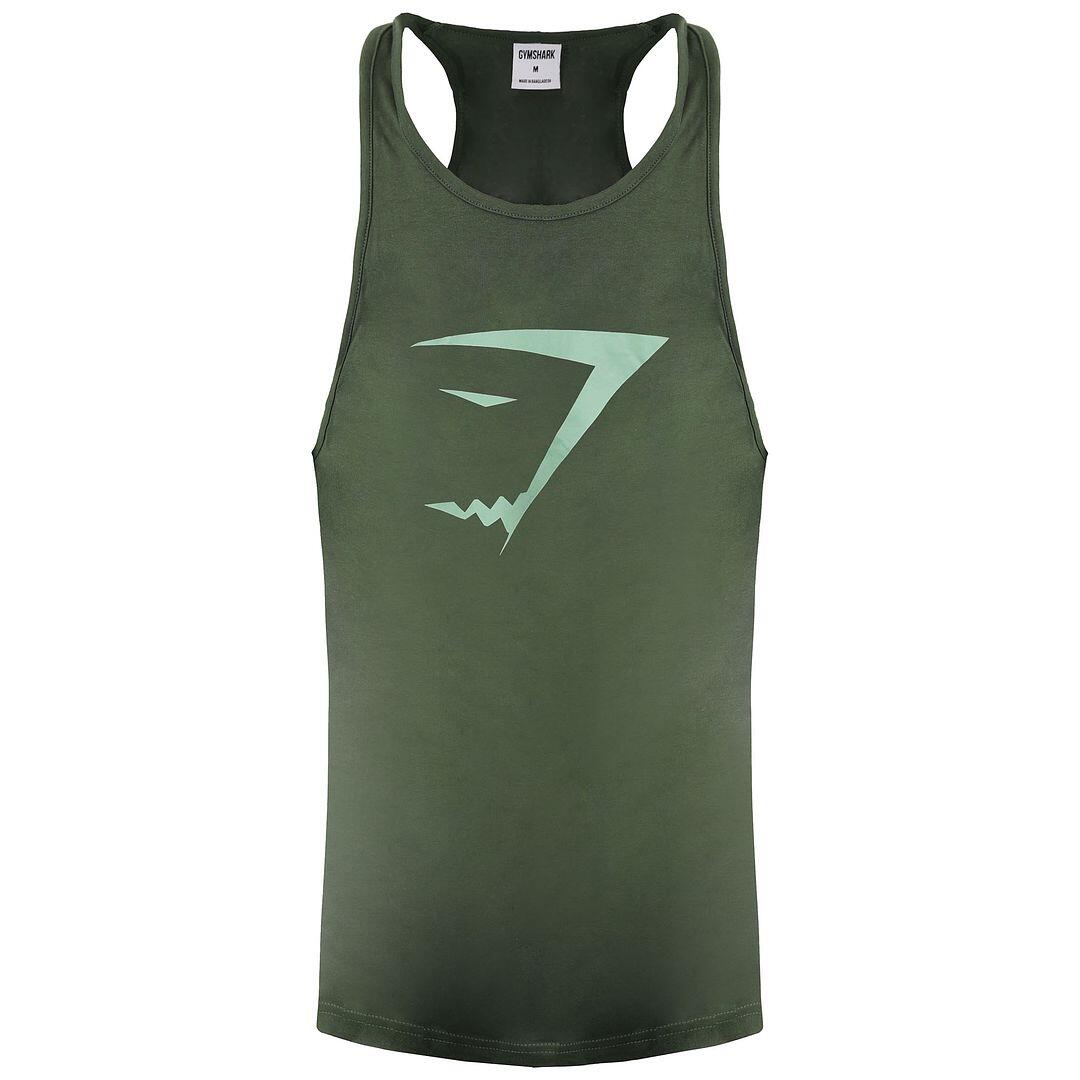 GYMSHARK Gymshark GFX Infill Mens Green Stringer Tank Top