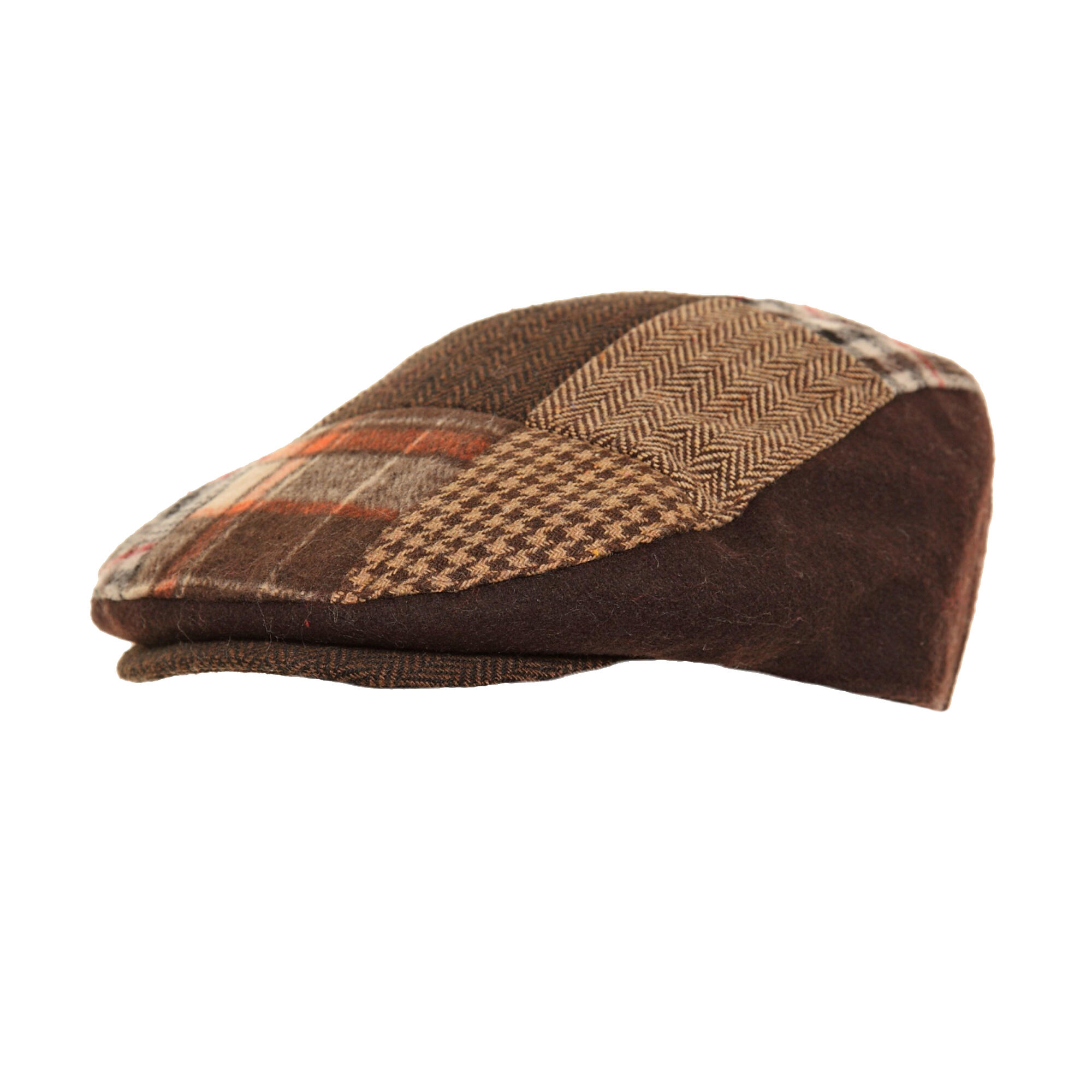 UNIVERSAL TEXTILES Mens Patchwork Winter Flat Cap With Wool (Brown)