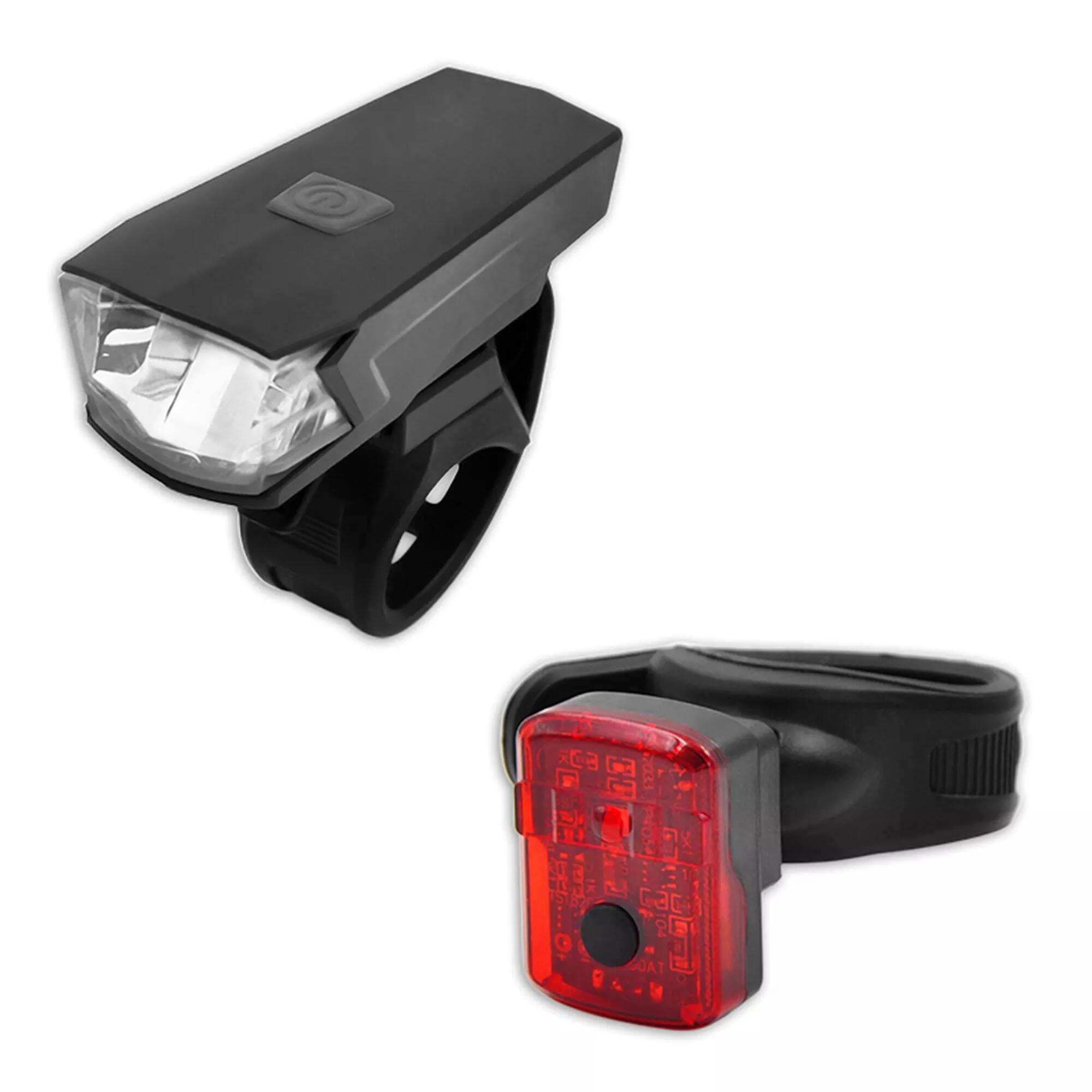 LYNX Fietsverlichting Set USB Oplaadbaar Koplamp En Achterlicht 35 LUX - Zwart