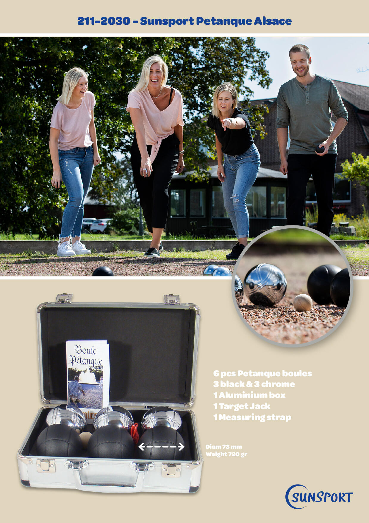 Boule. Petanque Sunsport Alsace, 6 bouli w aluminiowej walizce 3/5