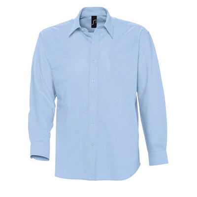 Heren oxford overhemd met lange mouwen (zilver)