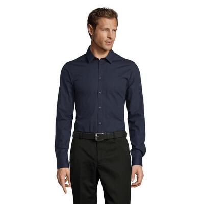 Heren blake stretch shirt met lange mouwen (donkerblauw)