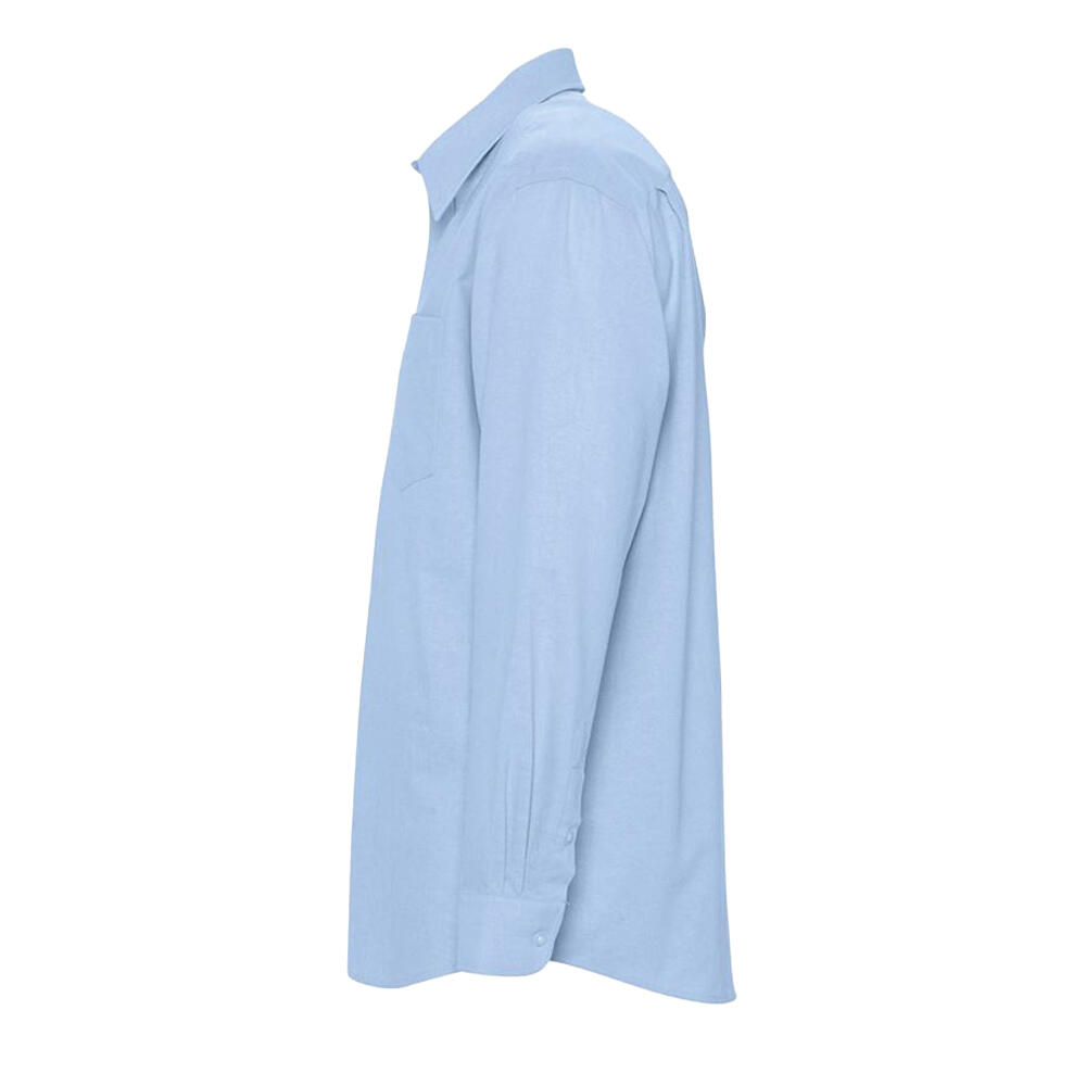 Camisa de manga comprida masculina de Oxford (Azul Céu) 3/4