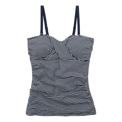 Dames aceana iii seeksucker tankini top (marine / wit)