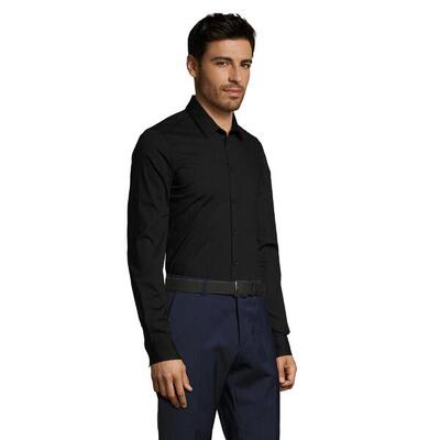 Heren blake stretch shirt met lange mouwen (zwart)