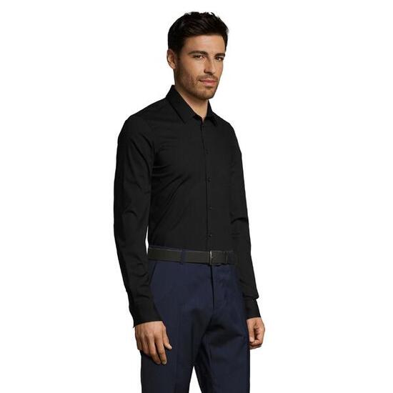 Heren Blake Stretch Shirt Met Lange Mouwen (Zwart)