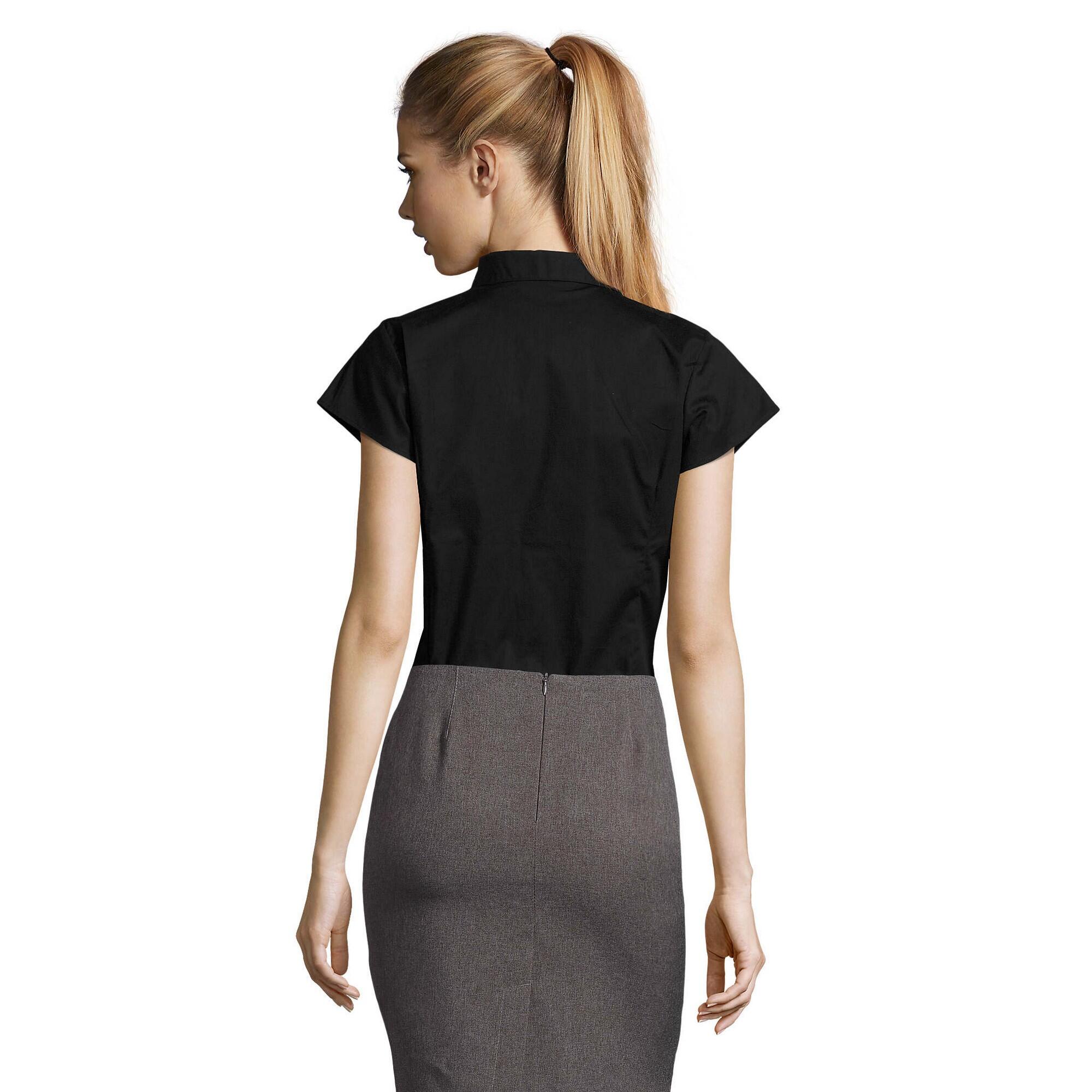 Dames Excess Stretch Blouse met Korte Mouwen (Zwart) 2/3