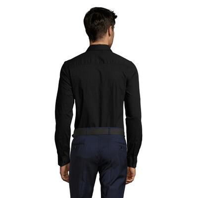 Heren blake stretch shirt met lange mouwen (zwart)