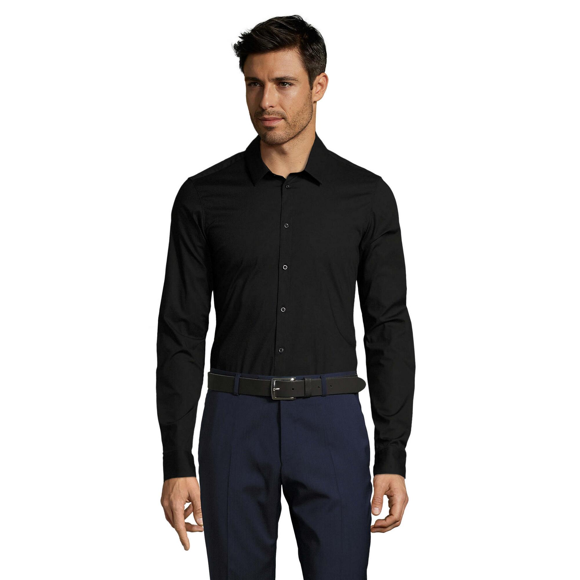 Camisa de manga comprida Blake Stretch para homem (Preto) 2/4