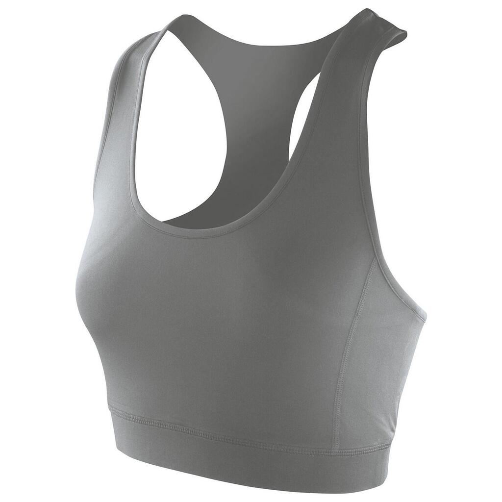 Womens/Ladies Impact Softex Crop Top (Cloudy Grey)