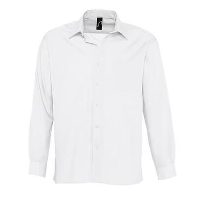 Heren baltimore poplin overhemd met lange mouwen (wit)