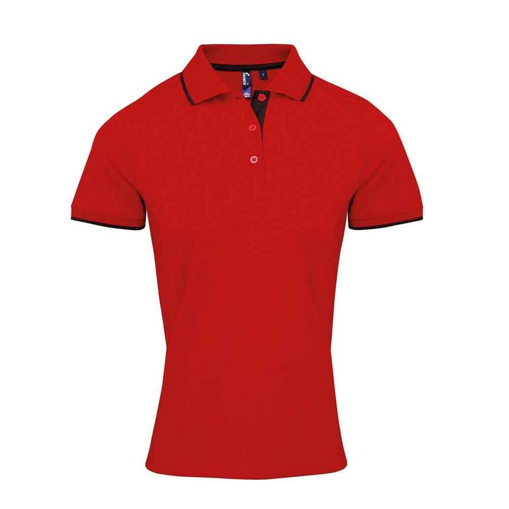 Premier - Polo Coolchecker Femme (rouge / Noir) - T-shirt Manches Courtes - Noir|rouge - 52 2xl - Decathlon