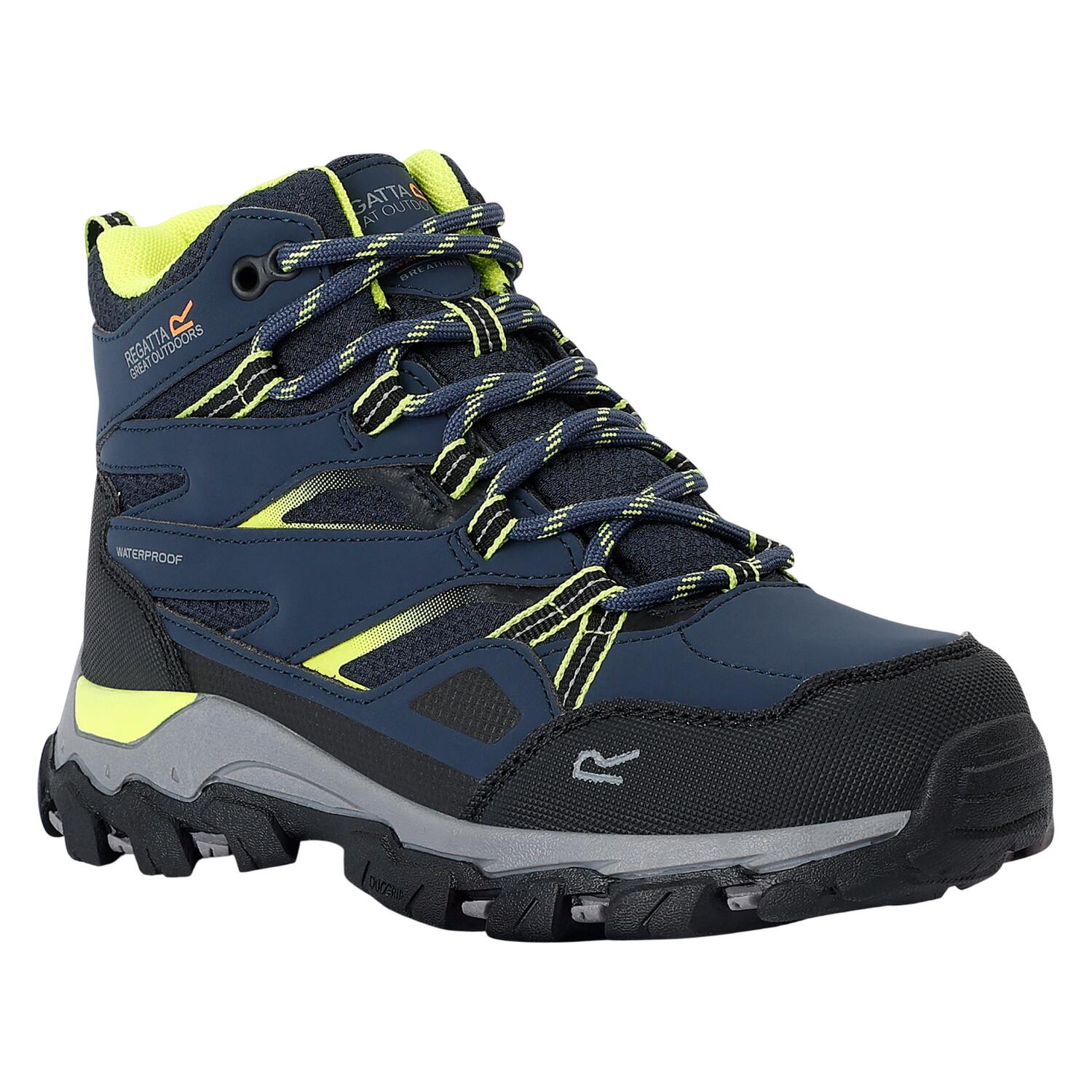 REGATTA Childrens/Kids Holcombe III Walking Boots (Navy/Lime Punch)
