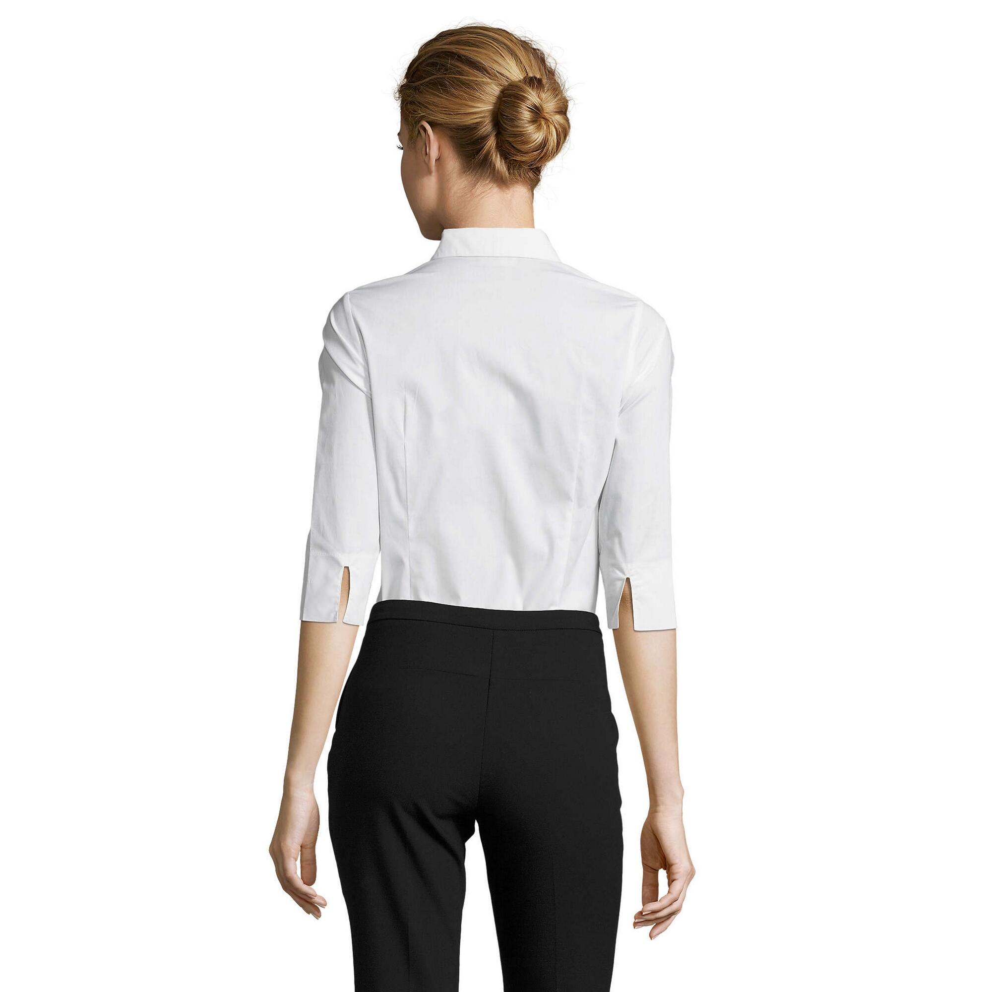 Blusa de Elástica Manga 3/4 para Mujer Blanco 2/4