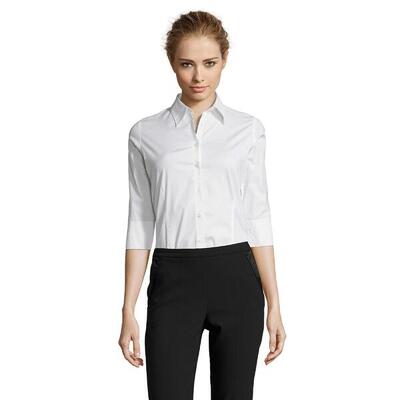 Dames stretch 3/4 mouwen blouse (wit)