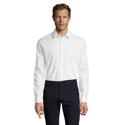 Heren blake stretch shirt met lange mouwen (wit)