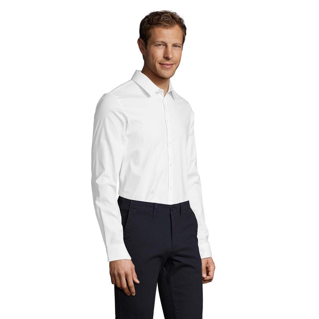 Mens Blake Stretch LongSleeved Shirt (White)