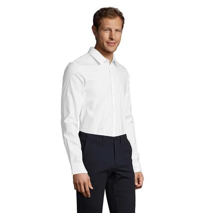 Heren Blake Stretch Shirt Met Lange Mouwen (Wit)