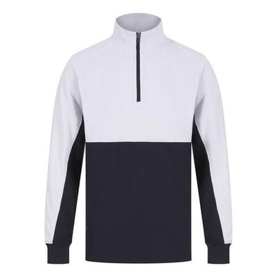 Heren colour block quarter zip tracksuit top (marine / wit)