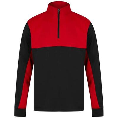 Heren colour block quarter zip tracksuit top (zwart/rood)