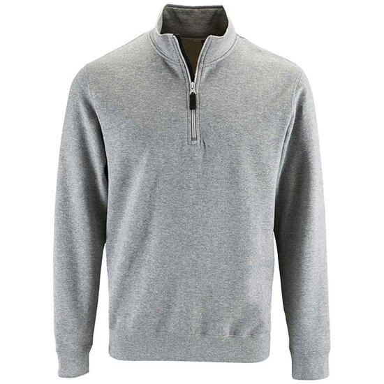 Heren Stan Zip Staande Kraag Trui (Grijze Melange)