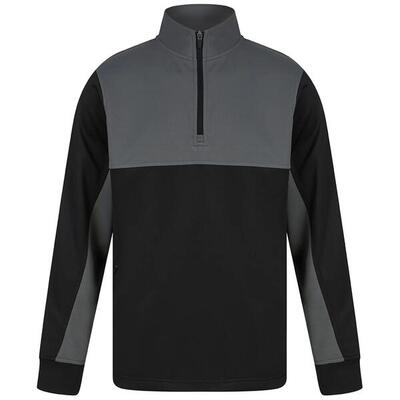 Heren colour block quarter zip tracksuit top (zwart/gunmetaalgrijs)