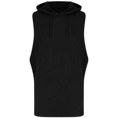 Heren urban geen zak muscle mouwloze hoodie (jet zwart)