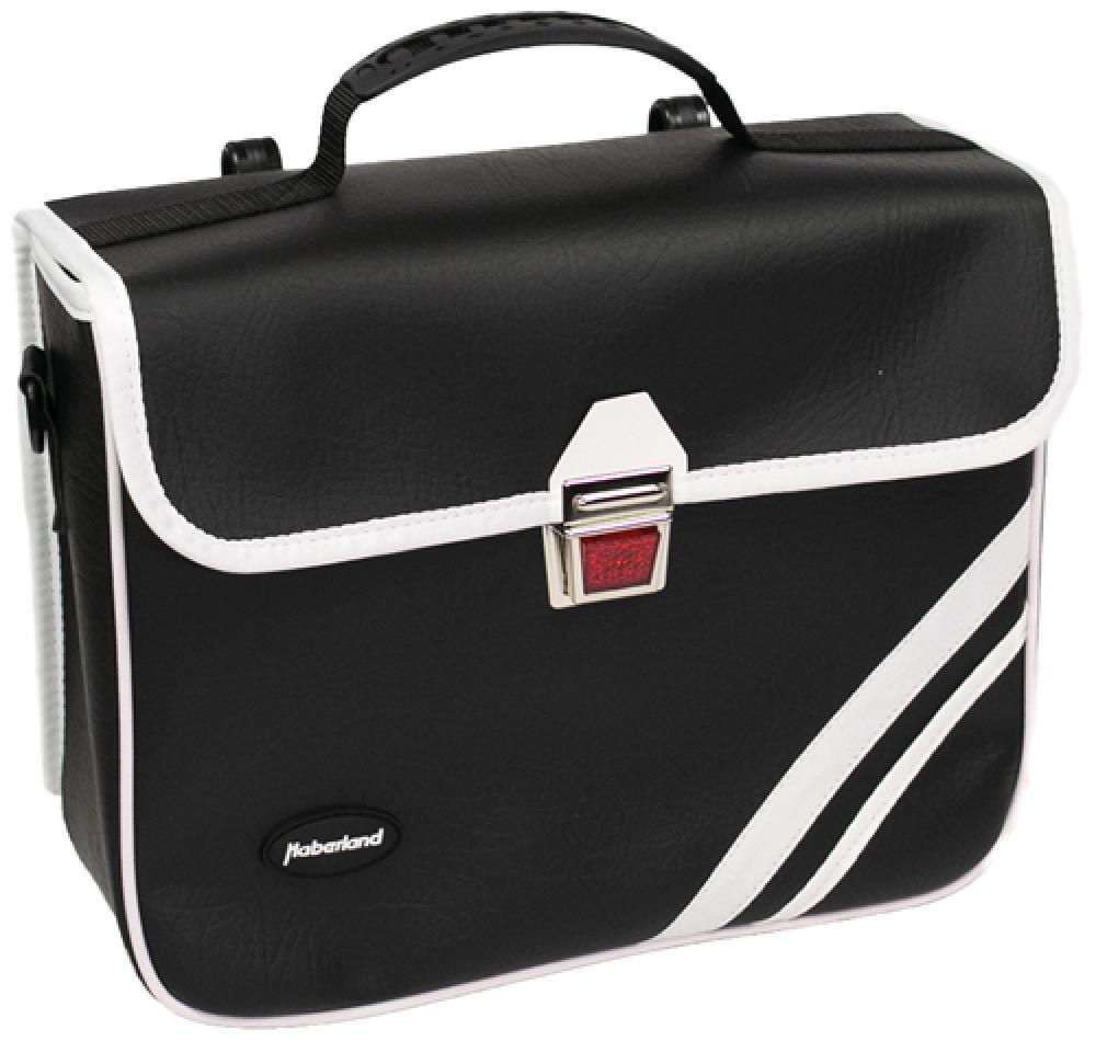 Haberland Gepäckträgertaschen Retro 1-fach 10 Liter Polyester schwarz weiß,1 ... 2/2