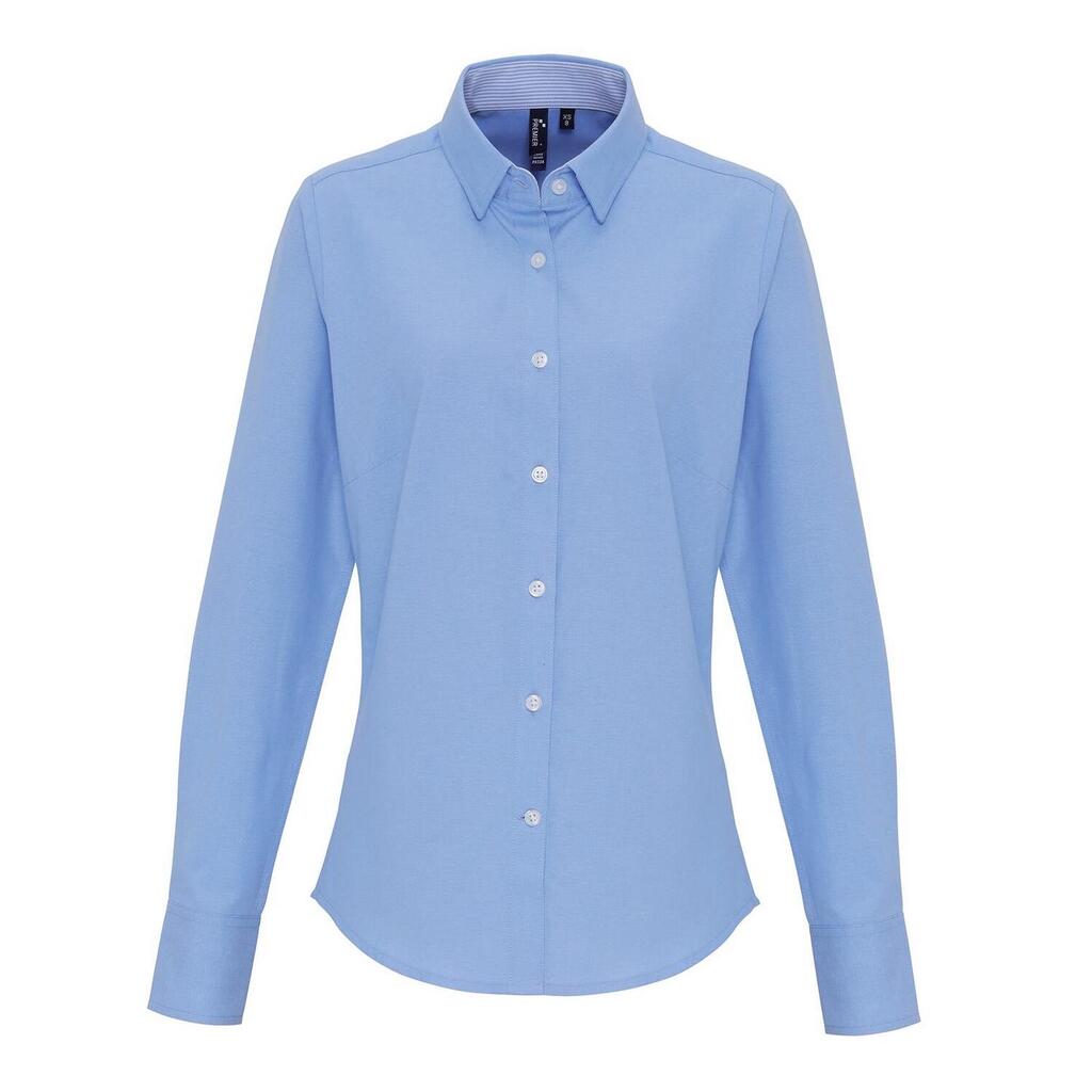 Womens/Ladies Striped Cotton Blend Shirt (Oxford Blue)