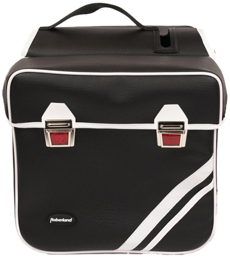 Haberland Gepäckträgertaschen Retro 2-fach 25 Liter Polyester schwarz weiß,1 ... 2/2