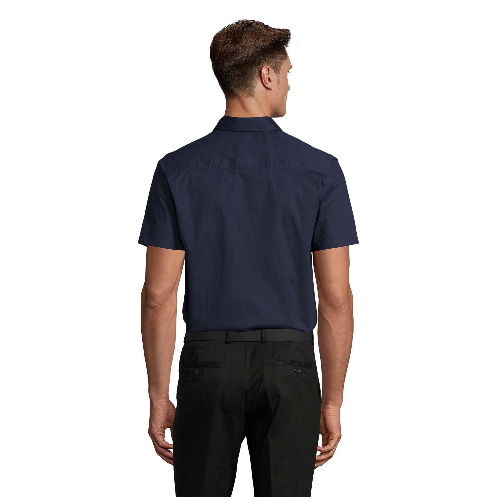 Heren Broadway Stretch Overhemd met Korte Mouwen (Donkerblauw) 2/3