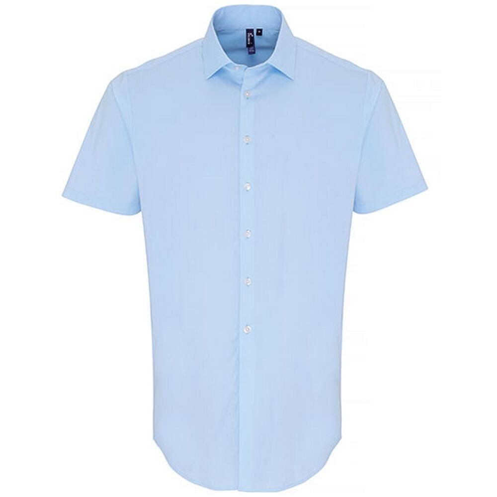 PREMIER Camicia Elasticizzato Maniche Corte Uomo Premier Blu Pallido