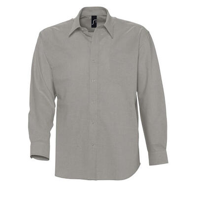 Heren oxford overhemd met lange mouwen (zilver)