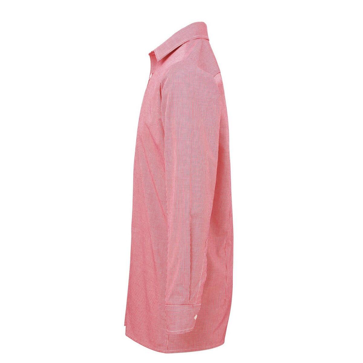 Camisa de manga comprida com microcamadas xadrez para homem (Vermelho / Branco) 3/4