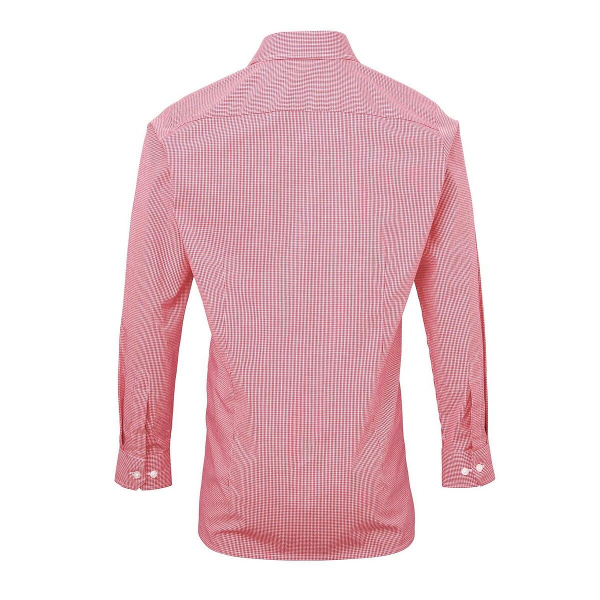 Camisa de manga comprida com microcamadas xadrez para homem (Vermelho / Branco) 2/4