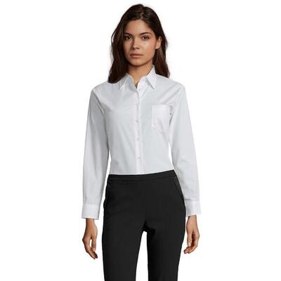 Dames executive poplin business blouse met lange mouwen (zwart)