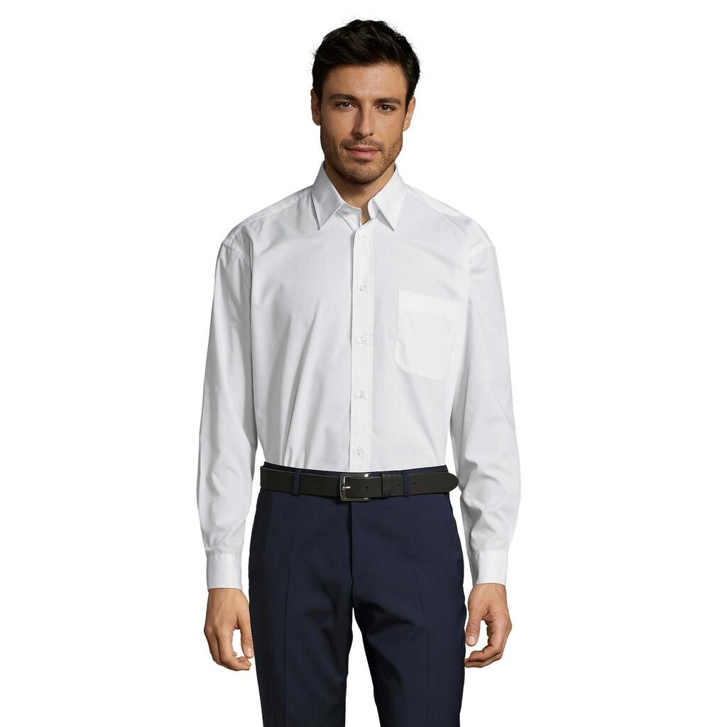 Mens Baltimore 95 Poplin LongSleeved Shirt (White)