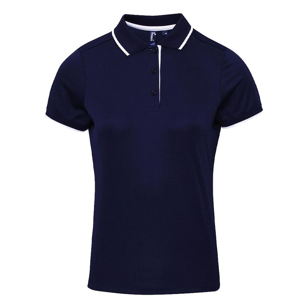 Womens/Ladies Coolchecker Contrast Polo Shirt (Navy/White)