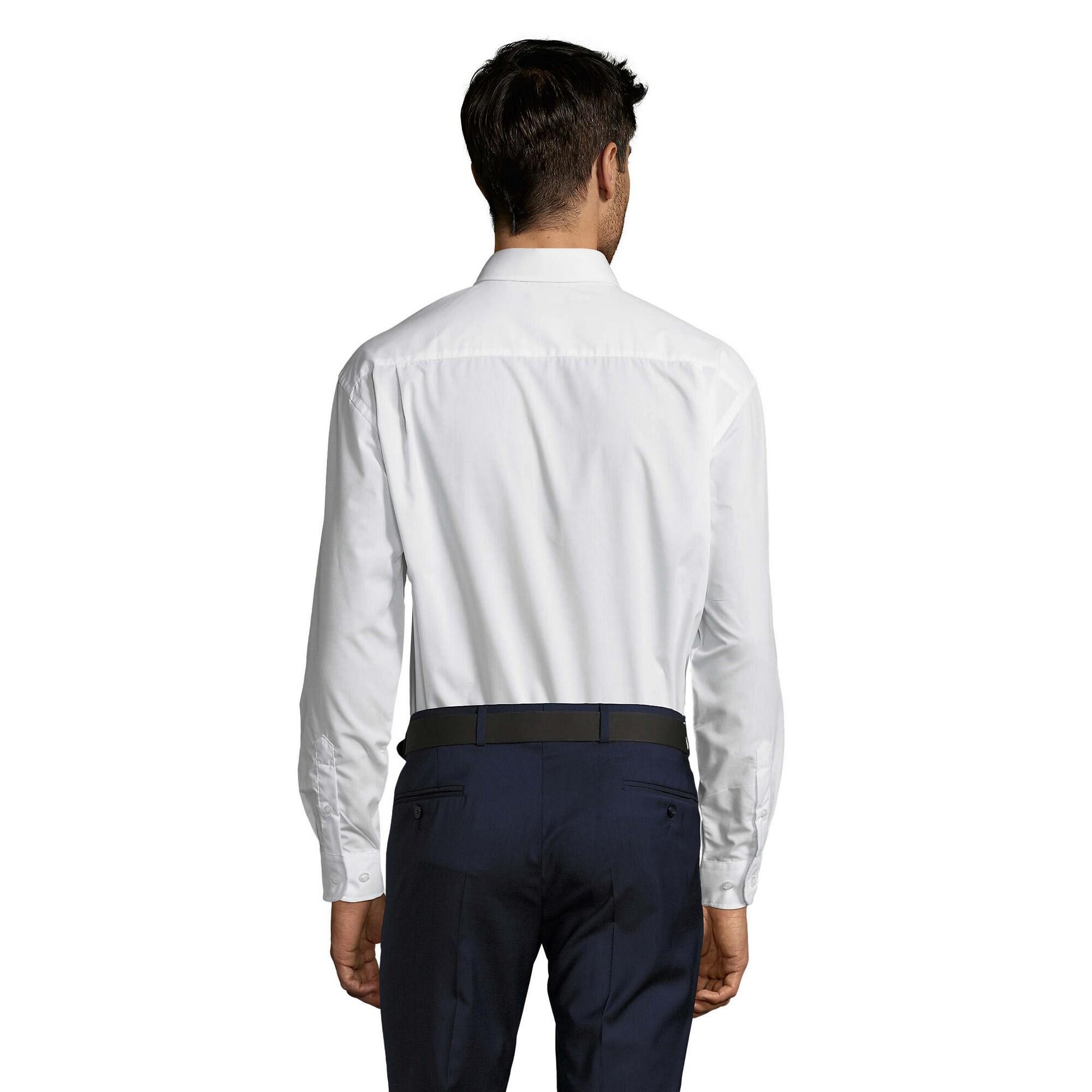 Heren Baltimore 95 Poplin Overhemd met Lange Mouwen (Wit) 2/4