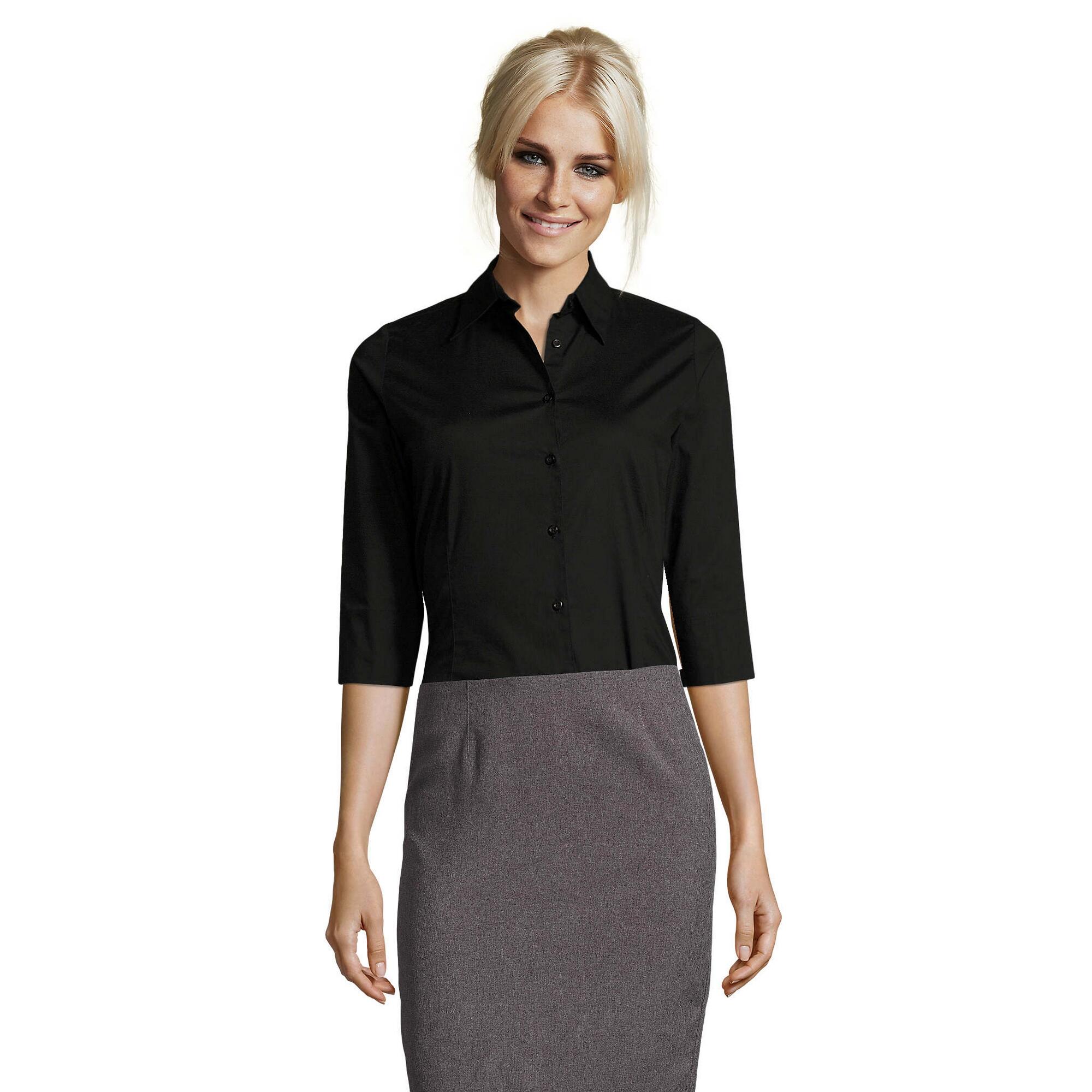 Sol's - Blouse Femme (noir) - Chemise Manches Longues - Noir - 36 Xs - Decathlon