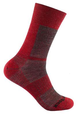 Wrightsock coolmesh merino crew - vuurrood/grijs - dubbellaags anti-blaar