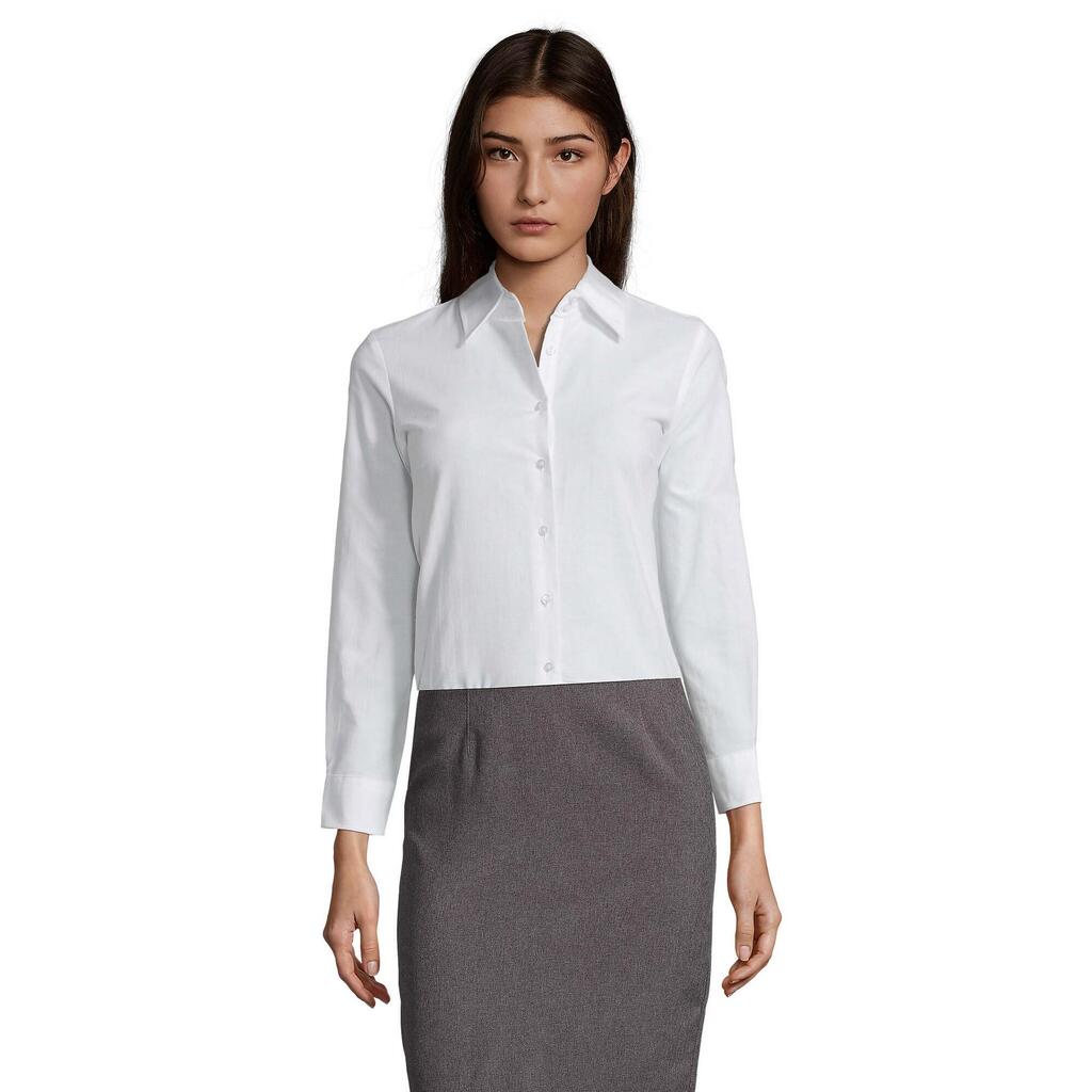 Womens/Ladies Embassy 130 Oxford LongSleeved Shirt (White)