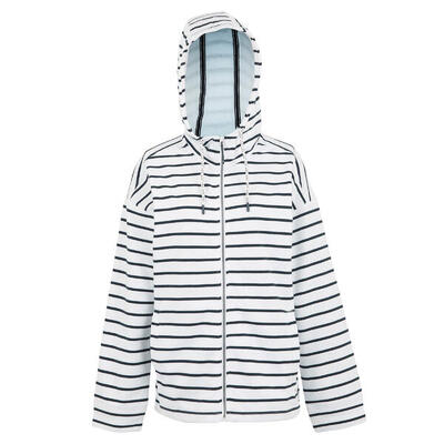 Dames bayletta ii gestreepte hoodie met volledige rits (wit/zwaar)